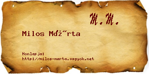 Milos Márta névjegykártya